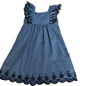 H&M Girl’s Dress Size 7 Blue Chambray with Eyelet Detail.